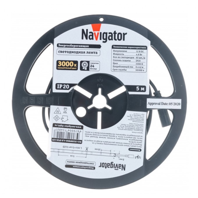 Лента светодиодная NAVIGATOR LEDх60/м 5м 4.8w/m 12в теплый белый 71402 NLS-3528 Лента светодиодная NAVIGATOR LEDх60/м 5м 4.8w/m 12в теплый белый 71402 NLS-3528