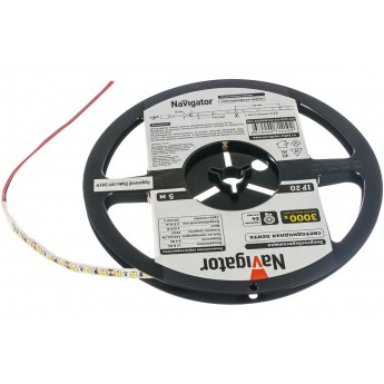Лента светодиодная NAVIGATOR LEDх120/м 5м 9.6w/m 12В теплый белый