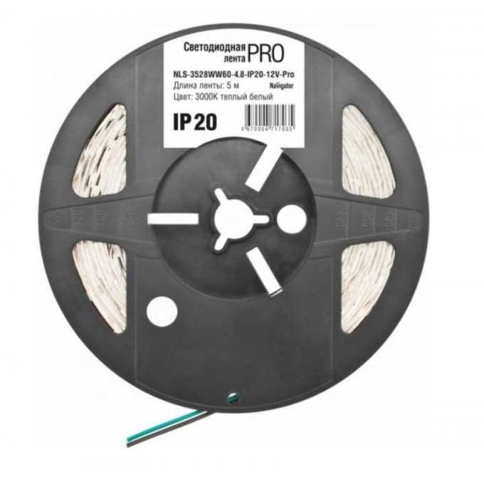 Лента светодиодная NAVIGATOR LEDx60/м 5м 4.8Вт/м 12В Pro теплый белый 71703 NLS-PRO Лента светодиодная NAVIGATOR LEDx60/м 5м 4.8Вт/м 12В Pro теплый белый 71703 NLS-PRO