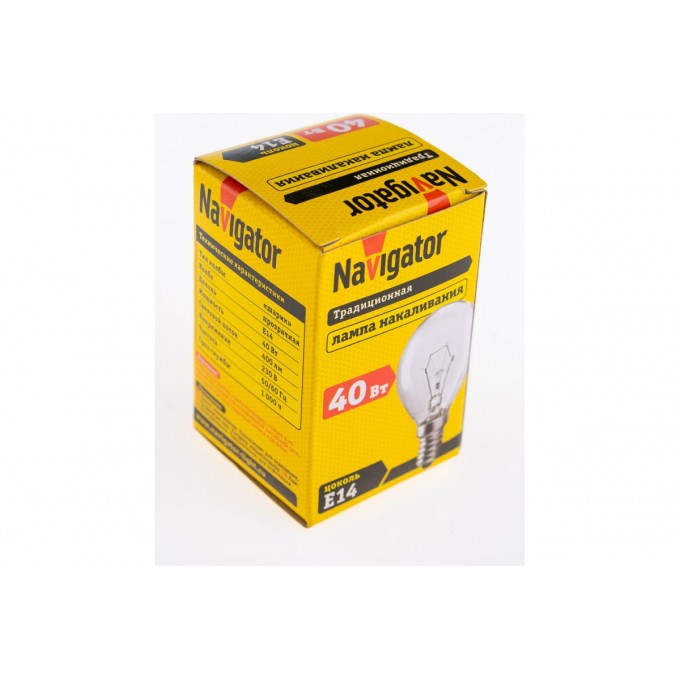 Лампа накаливания декоративная NAVIGATOR ДШ 40вт Р45 230в Е14 (шар) 94314 NI-C